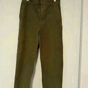 Madewell green camp pants utility cropped elastic waist patch pocket casual.
